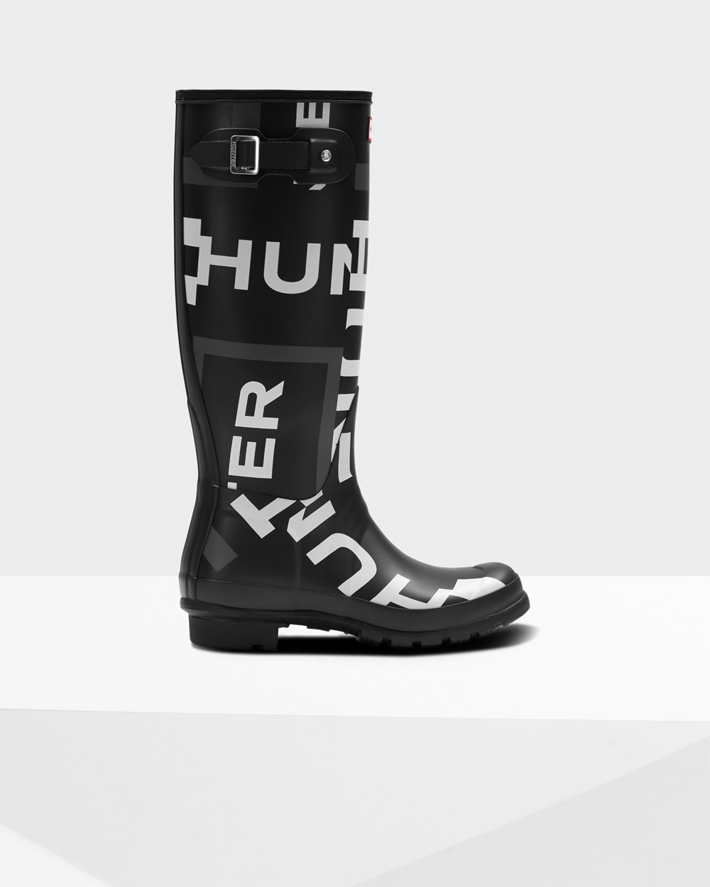 Womens Hunter Tall Rain Boots Black - Original Exploded Logo - 4506732-ES